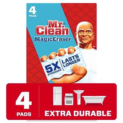4 Pads  
Mr. Clean MagicEraser  
5X Stronger  
Lasts Longer  
Extra Durable