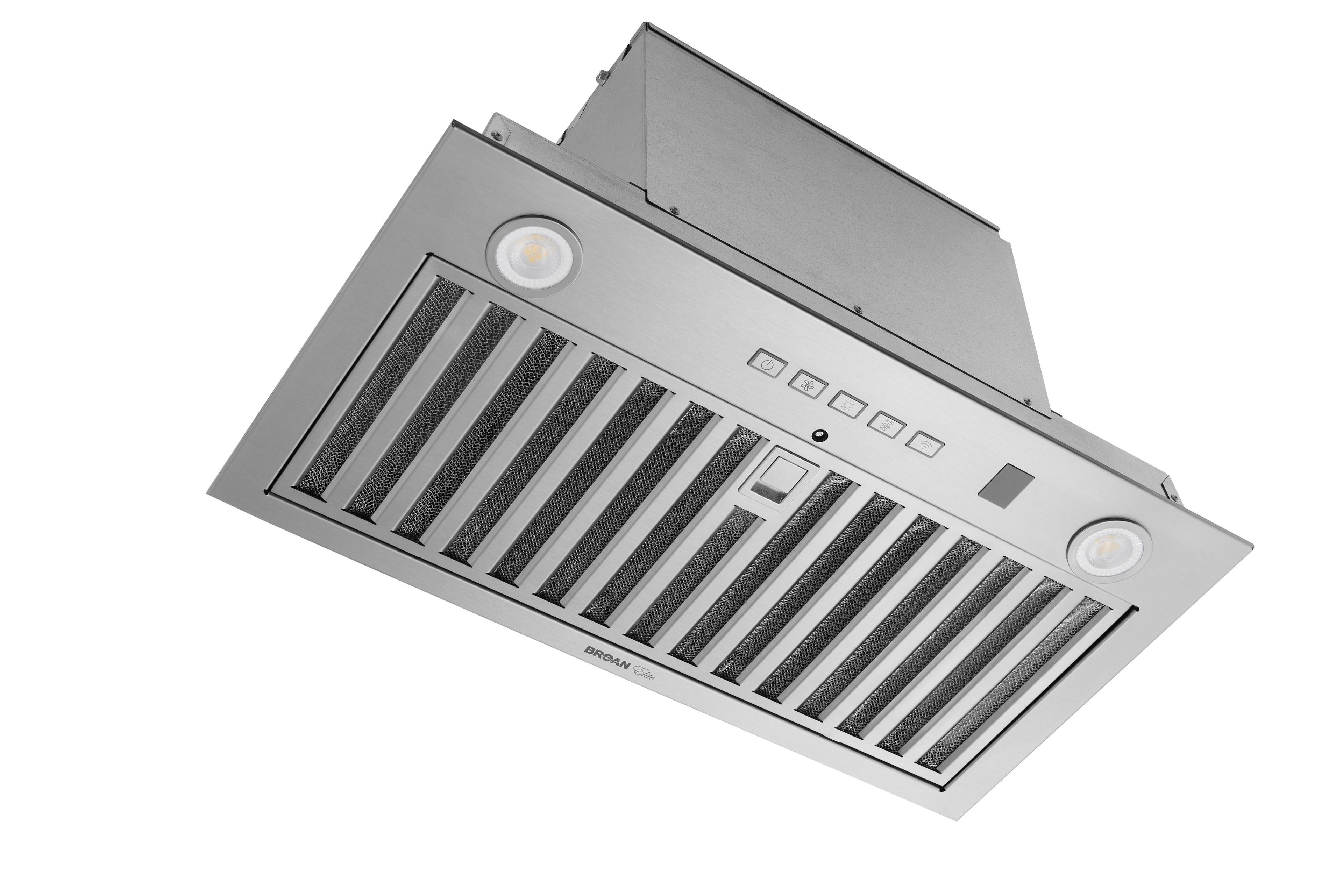 Angle. Broan - Broan Elite 21-Inch Custom Range Hood Power Pack Insert, with Smart Sense - Stainless Steel.