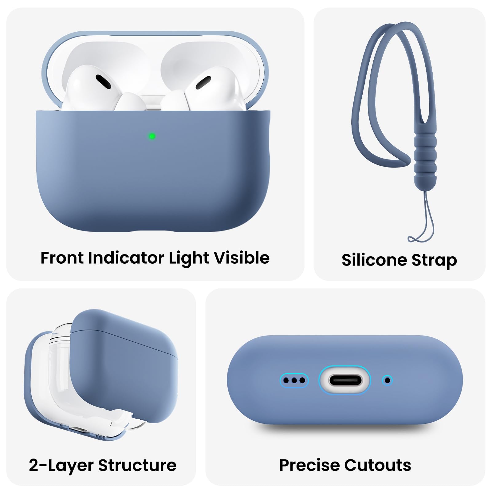 Front Indicator Light Visible  
Silicone Strap  
2-Layer Structure  
Precise Cutouts