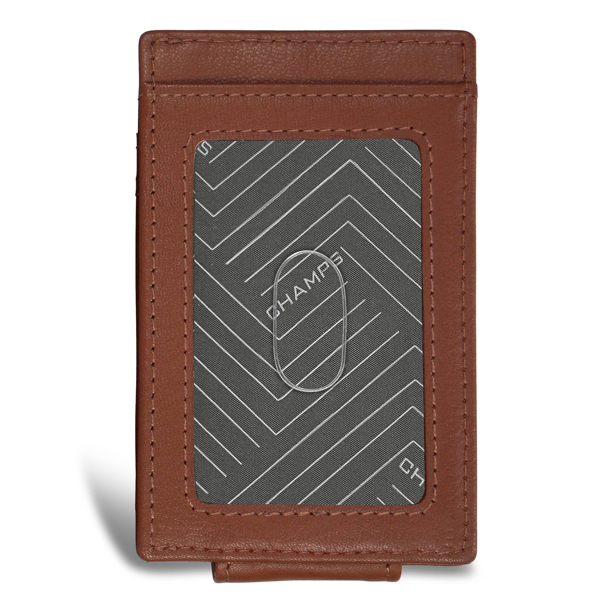 Back. Champs - Onyx Collection Leather Mag Card Case - Brown.