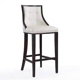 Manhattan Comfort - Fifth Avenue Traditional Wood Upholstered Barstool - Pearl White