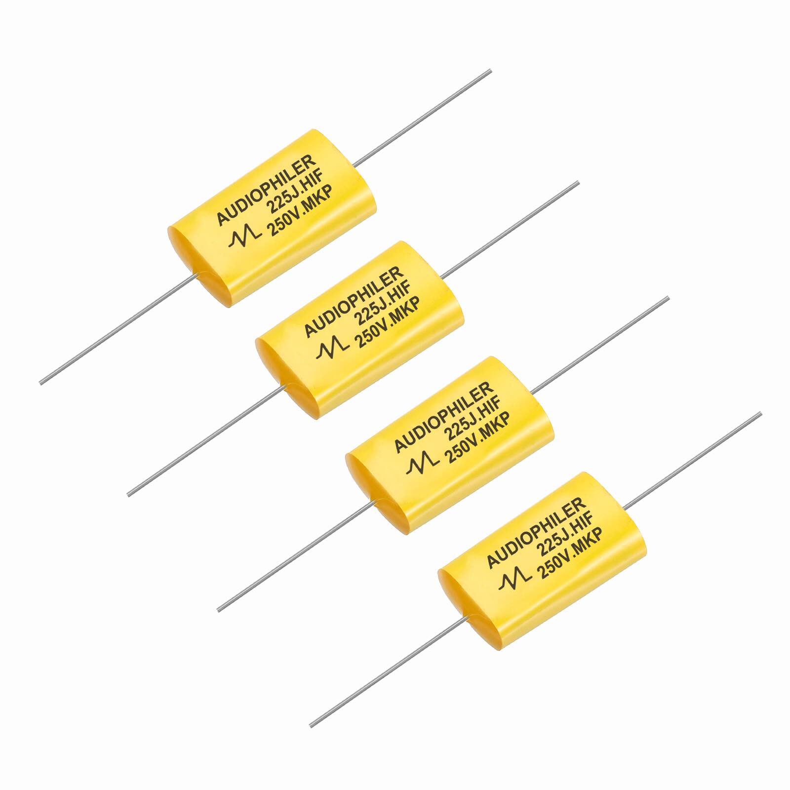 Unique Bargains - 4pcs 2.2uF High-Frequency Divider Capacitor, 262V Audio Speaker Crossover Non-Polarity Polypropylene MKP Film Capacitors - Yellow price history on PriceWatchPro