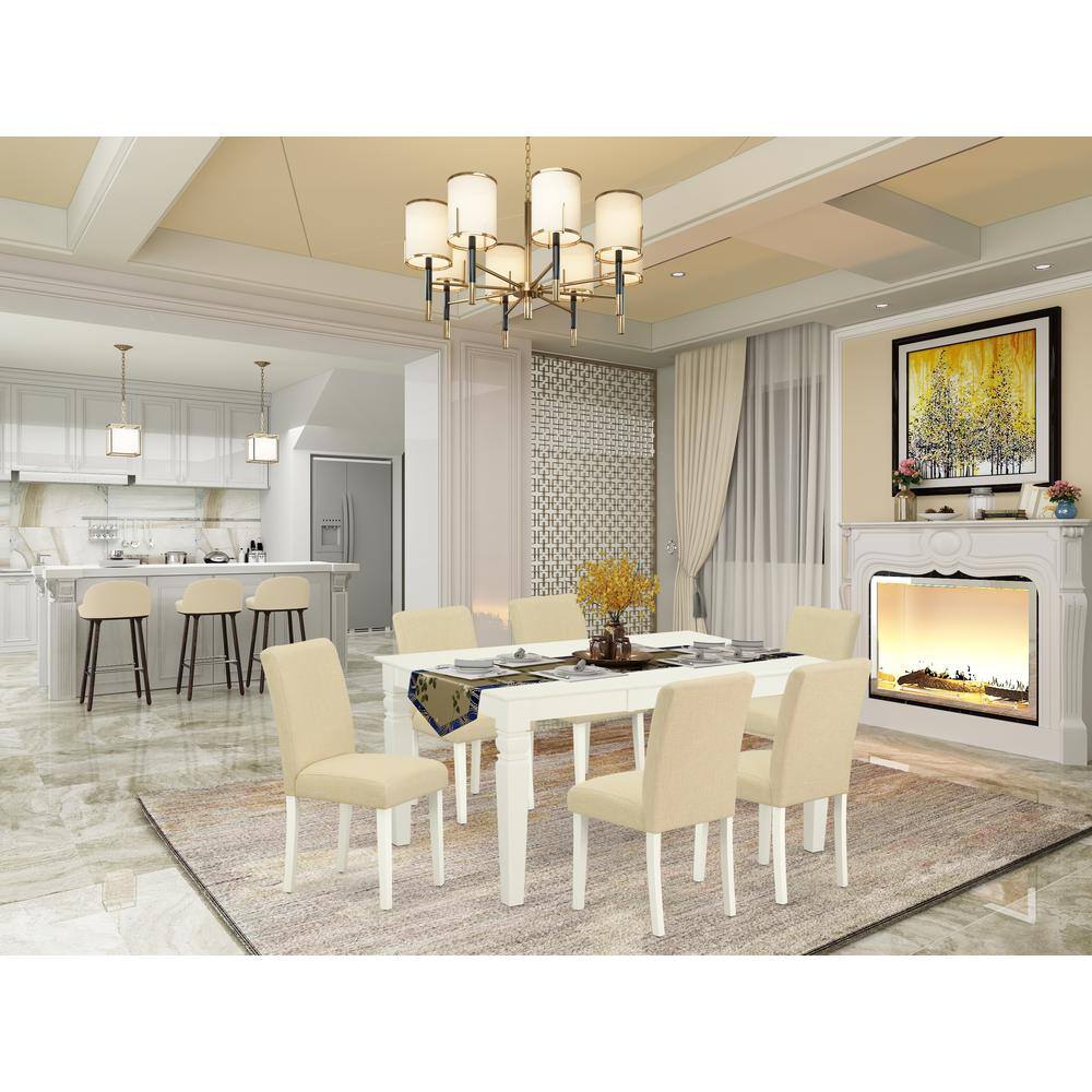 Left. East West Furniture - Dining Room Set Linen White - Linen White.