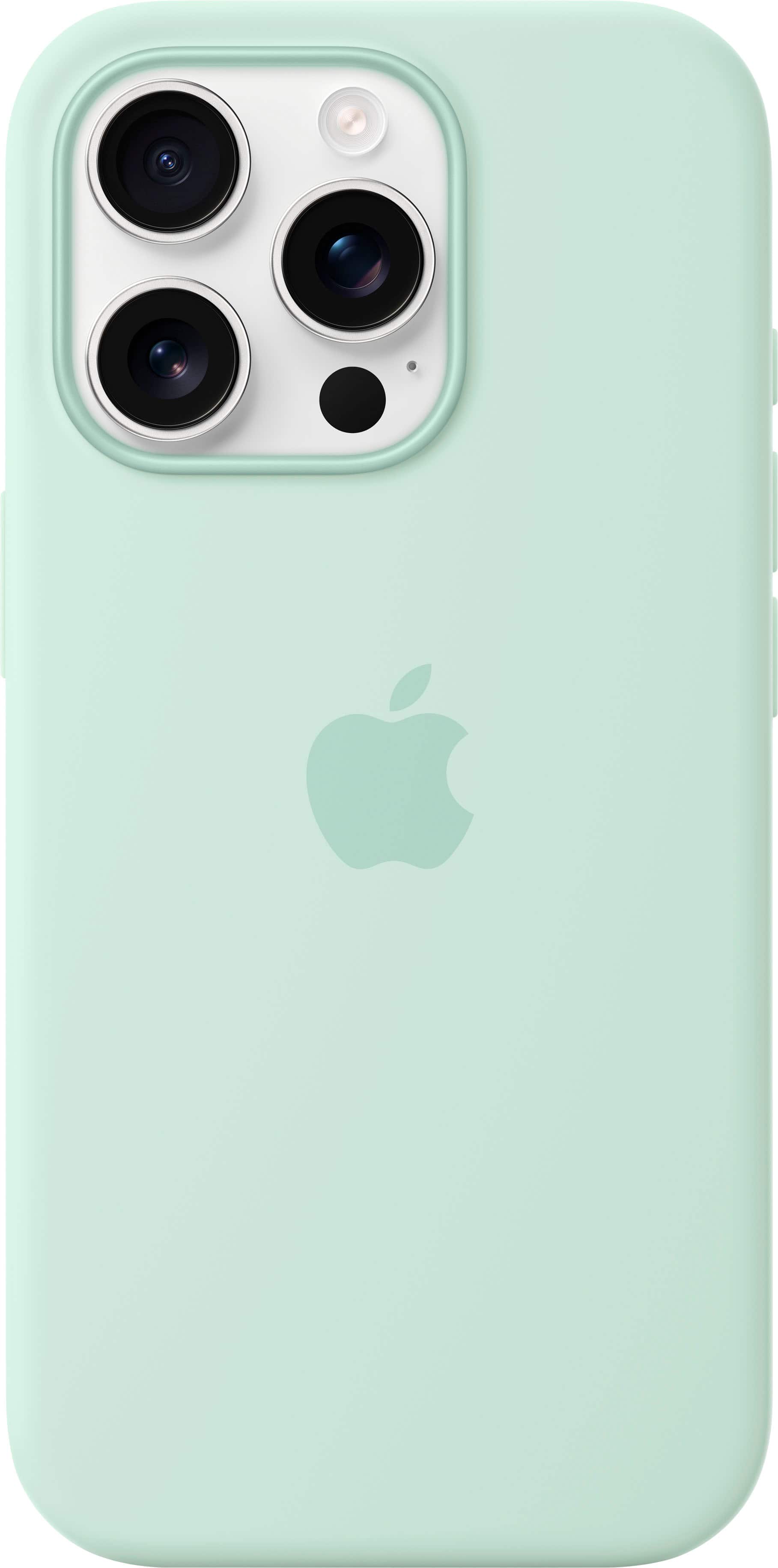 Front. Apple - iPhone 16 Pro Silicone Case with MagSafe - Aquamarine.