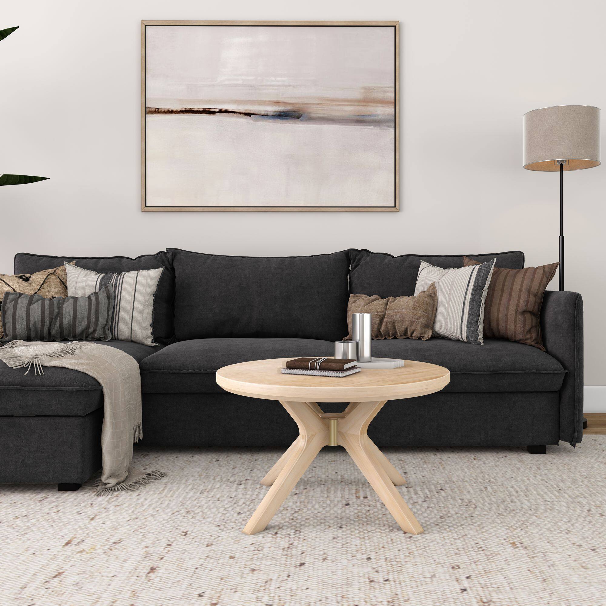 Alt View 1. Plank+Beam - Verso Round Coffee Table (30in x 30in / 760mm x 760mm), Blonde - Blonde.