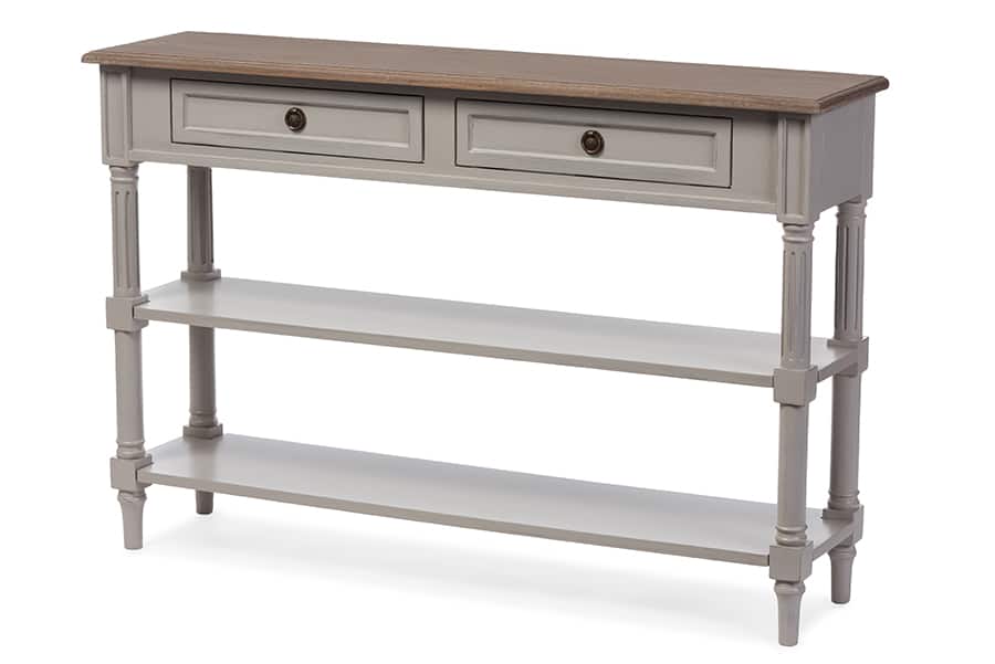 Baxton Studio - Edouard French Provincial Style Distressed Two-tone 2-drawer Console Table - White/Light Brown