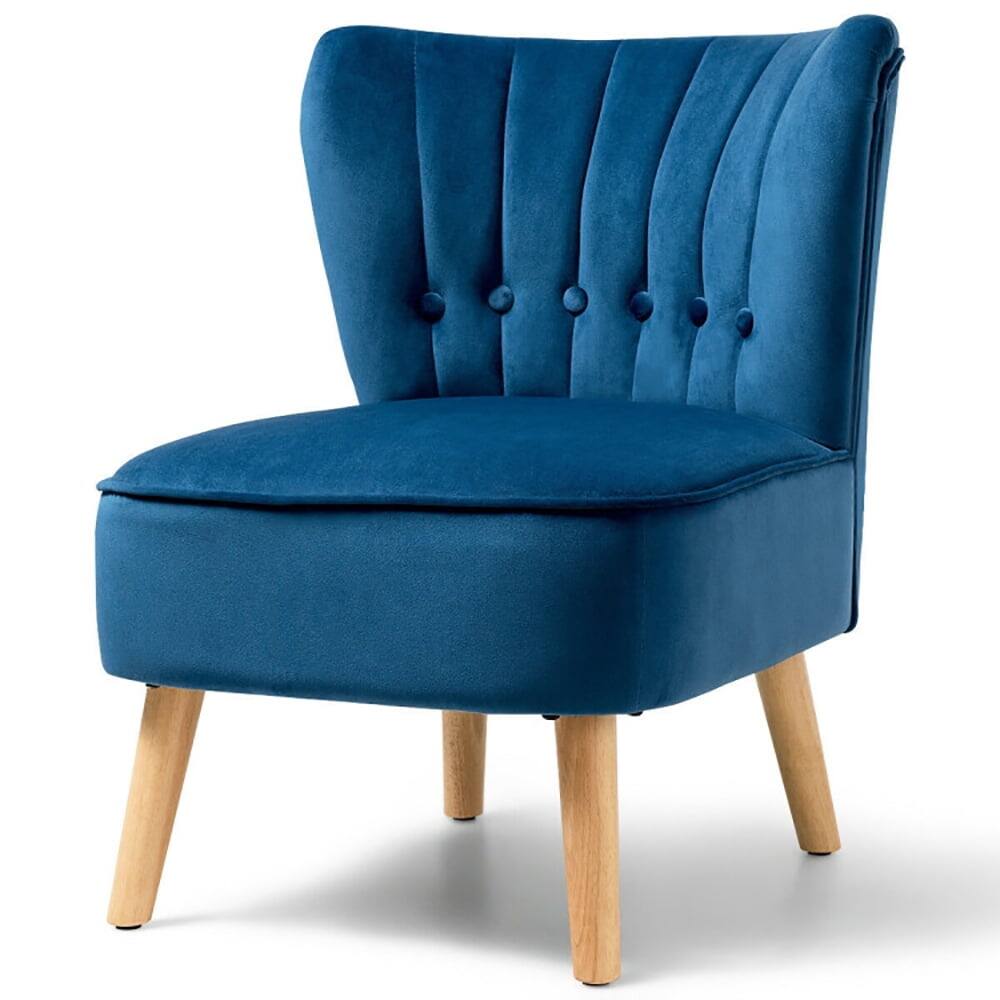 Angle. Kadyn - Armless Accent Chair, Wingback Sofa Chair,Reading Chair,Armless Accent Chair Tufted Velvet Leisure Chair-Blue - Blue.