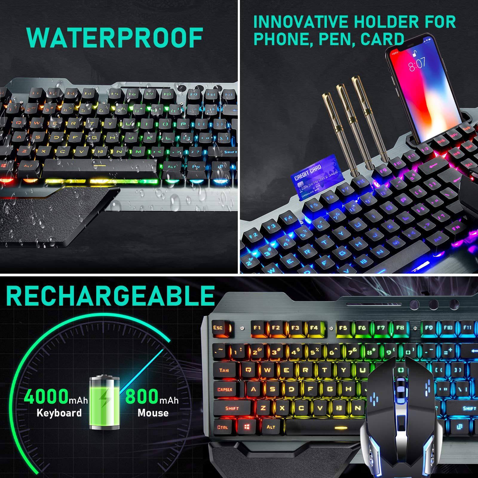 WATERPROOF

INNOVATIVE HOLDER FOR PHONE, PEN, CARD

RECHARGEABLE

4000mAh Keyboard

800mAh Mouse