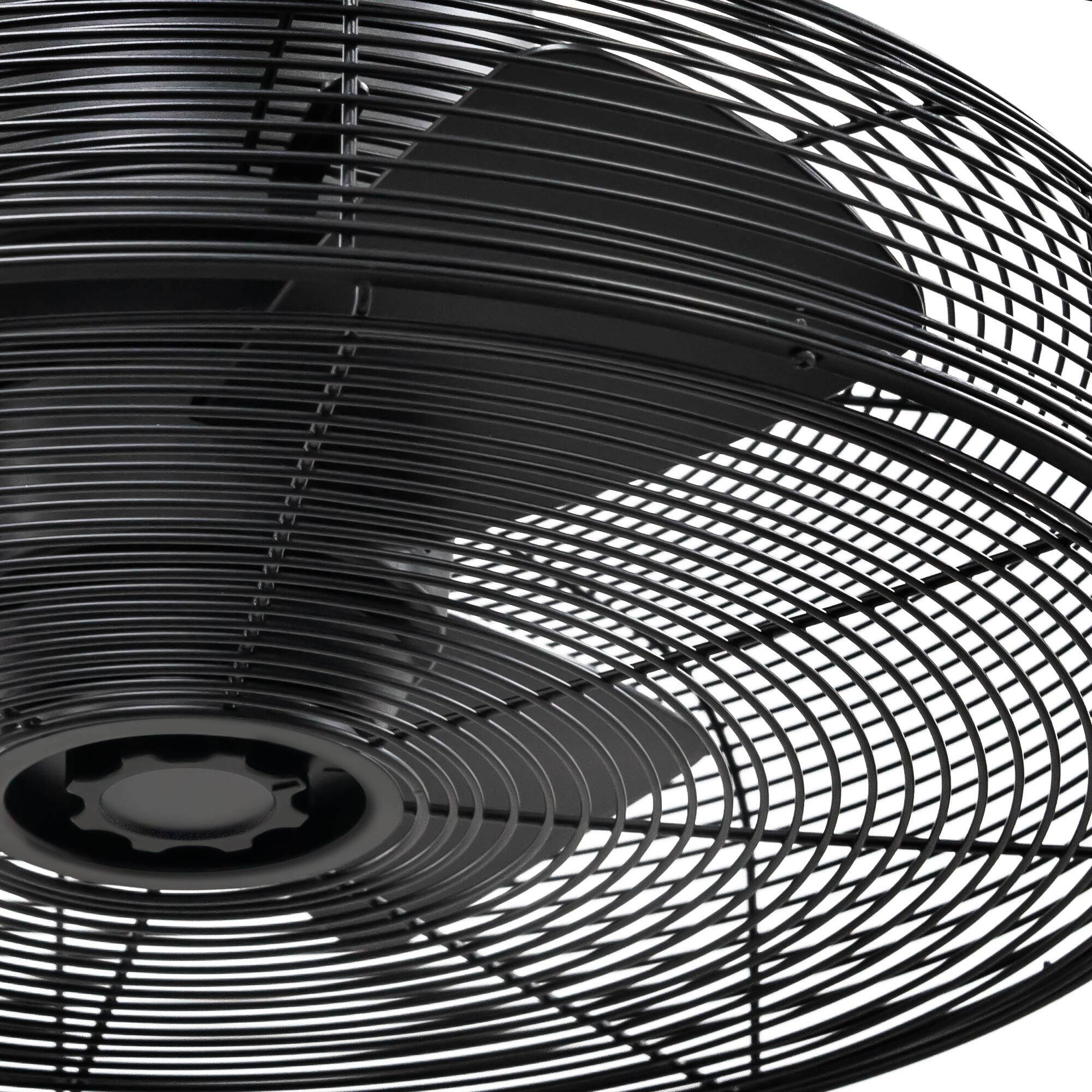 Left. Breezary - 20" Outdoor Cage Waterproof Plug-in Gazebo Ceiling Fan with 3 ABS Blades, No-Light, Cord Hook-Mounted, AC Motor - Matte Black.