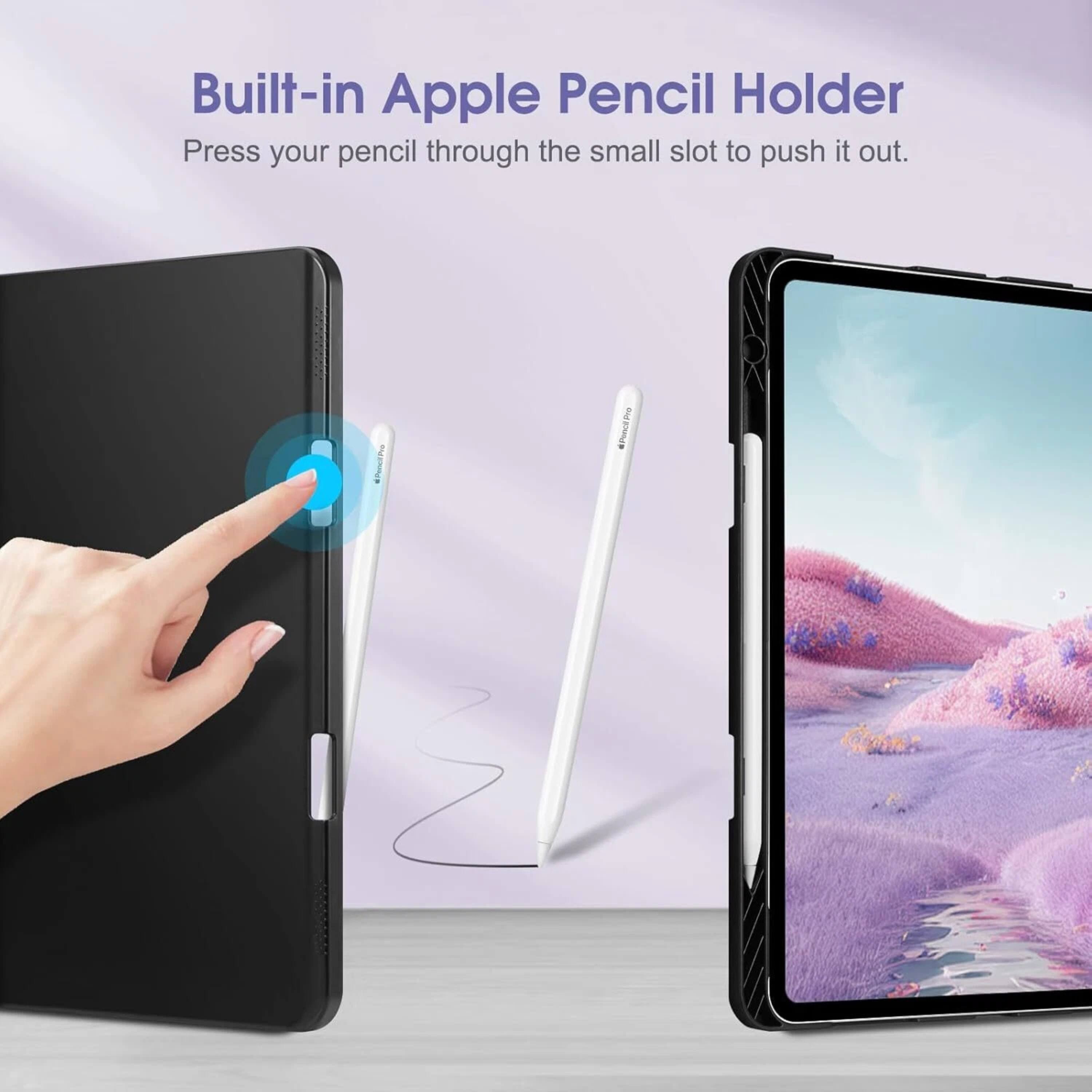 Left. Kitcheniva - Stand Case For iPad Pro M4 2024 Folio Cover With Pencil Holder 13 Inch Purple - Purple.