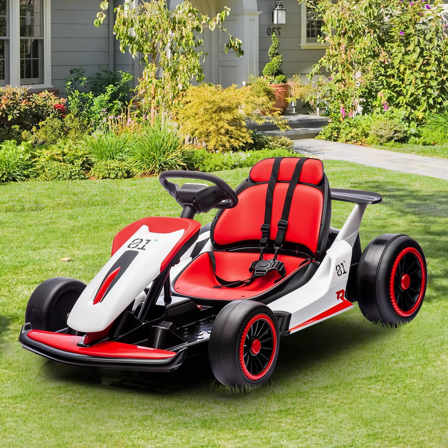 Alt View 2. U-HOMY - 12V 7AH Kids Electric Go-Kart with Dual Motors, Two Speeds, Foot Pedal & Slow Start – Sporty Red - Red.