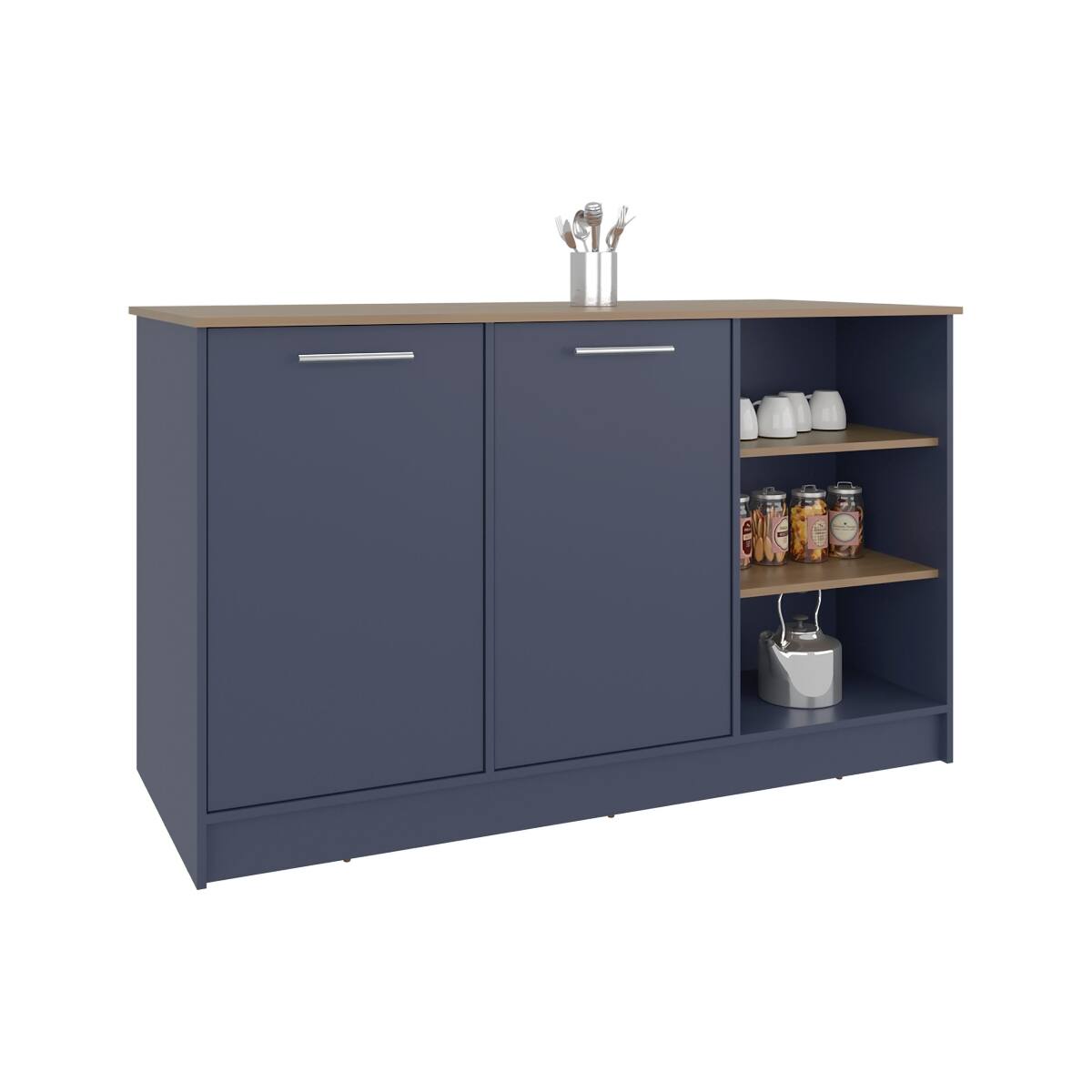 Alt View 4. Loheer - Loheer Floorstanding Kitchen Island with Cabinets Multicolor Countertop Organizer - Multicolor.