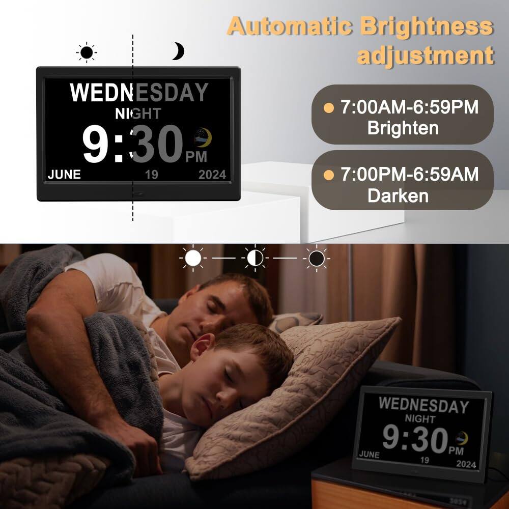 Automatic Brightness adjustment  
WEDNESDAY NIGHT  
7:00AM-6:59PM Brighten  
9:30 PM JUNE 19 2024  
7:00PM-6:59AM Darken  
WEDNESDAY NIGHT JUNE 9:30 PM 19 2024