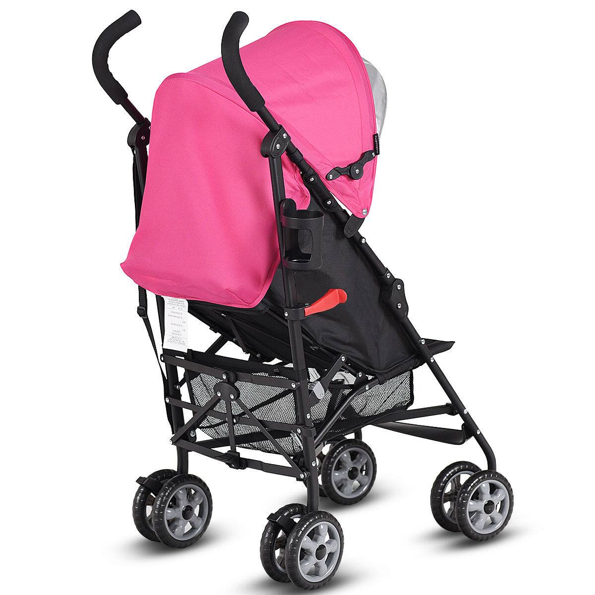 Alt View 6. Costway - Costway Folding Lightweight Baby Toddler Umbrella Travel Stroller with Storage Basket - Pink.