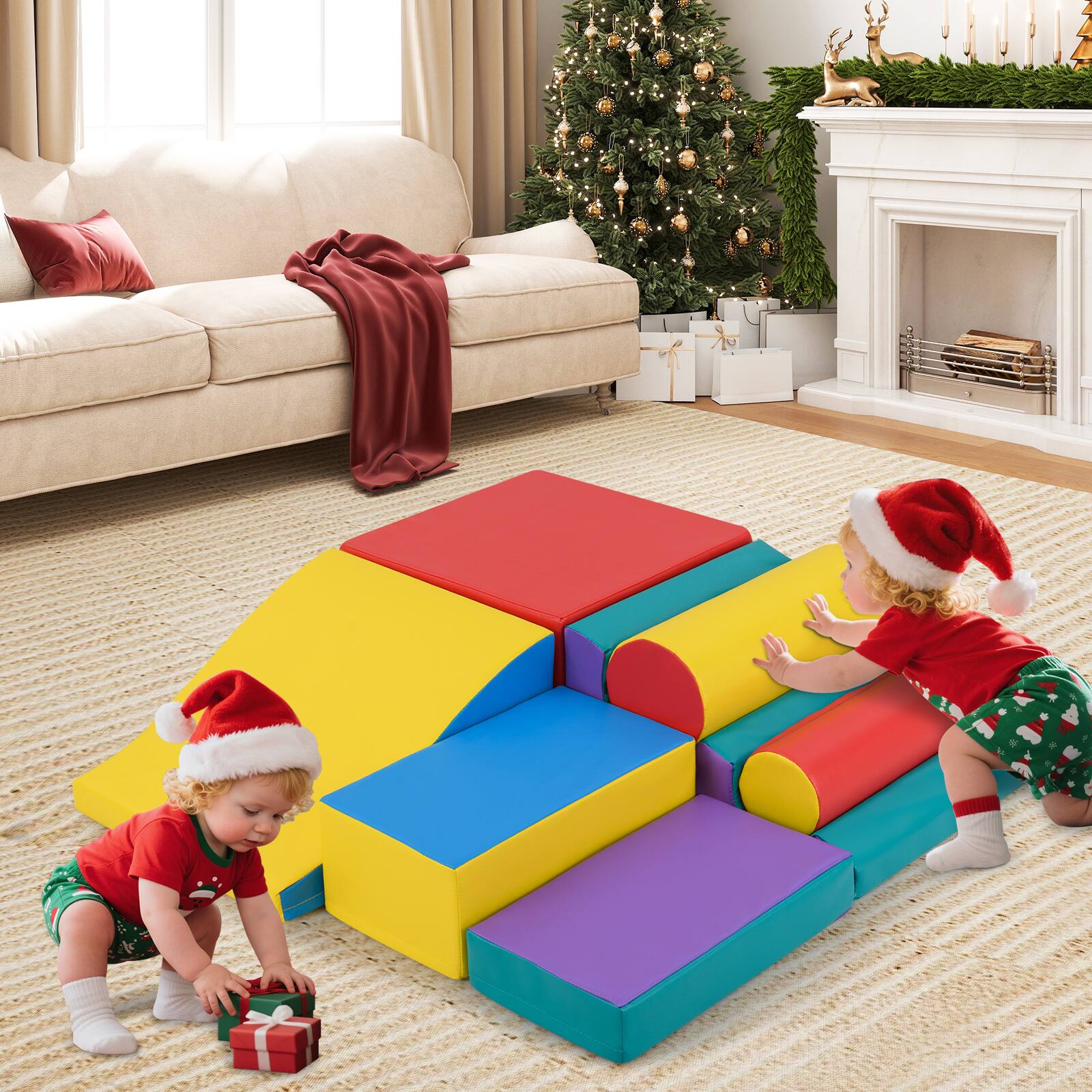 Alt View 8. Gymax - Gymax 7 PCS Toddler Climbing Blocks w/Hook & Loop Fasteners & Gift for 1+ Baby - Multicolor.