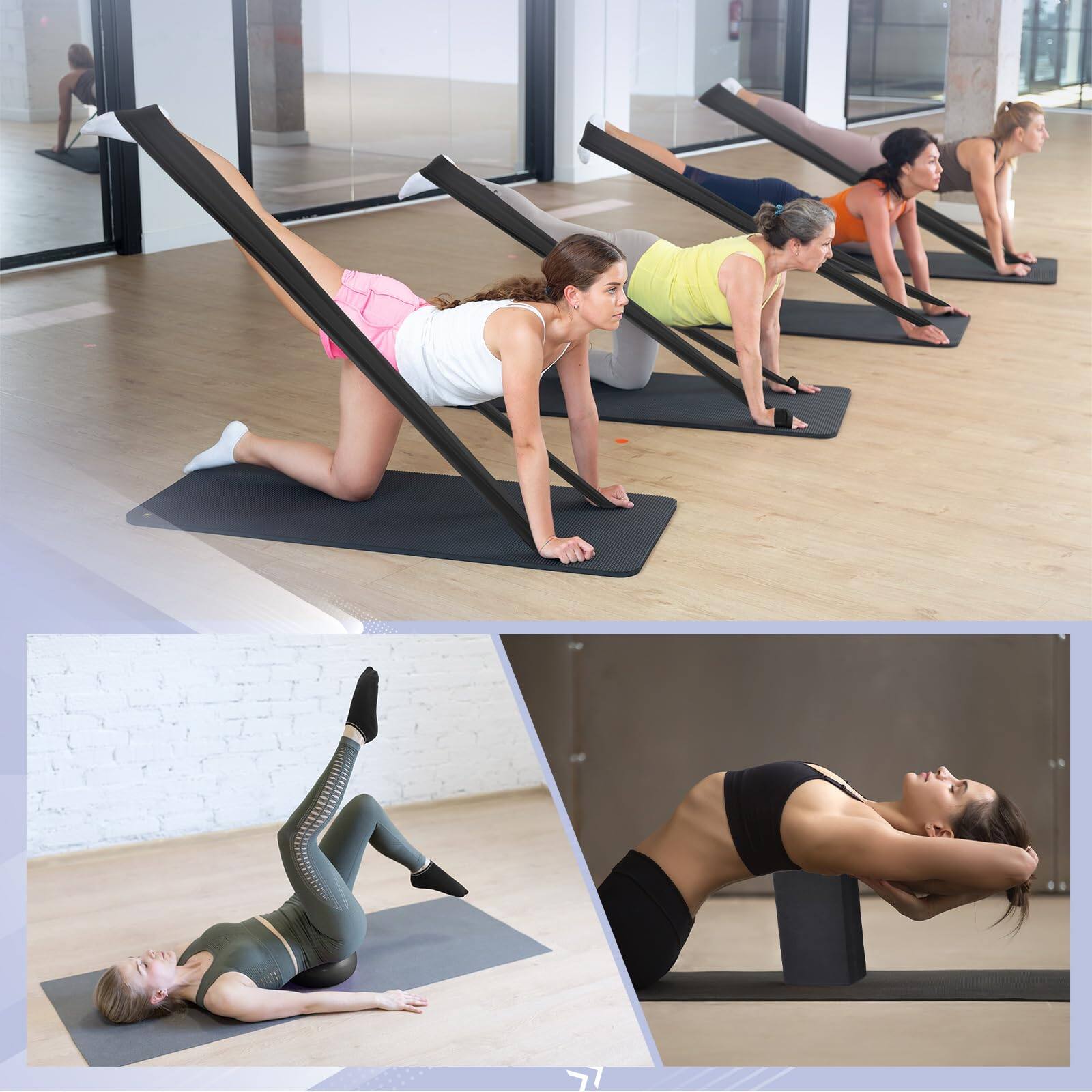 Alt View 4. PARKER SLATER - Home Pilates Kit Women Equipment Ring Ball Yoga Resistance Exercise fitness 24 For And Set With Stretching Strap Water - Black.