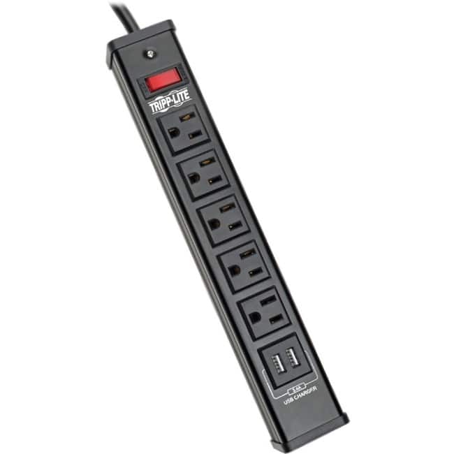 Eaton Tripp Lite Series 5-Outlet Surge Protector with 2 USB Ports (3.4A Shared) - 6 ft. (1.83 m) Cord, 450 Joules, Metal - Unknown price history on PriceWatchPro