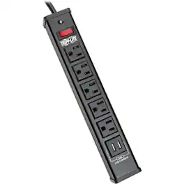 Eaton Tripp Lite Series 5-Outlet Surge Protector with 2 USB Ports (3.4A Shared) - 6 ft. (1.83 m) Cord, 450 Joules, Metal - Unknown