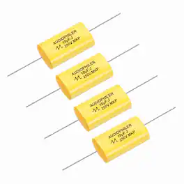 Unique Bargains - 4pcs 18uF High-Frequency Divider Capacitor, 253V Audio Speaker Crossover Non-Polarity Polypropylene MKP Film Capacitors - Yellow