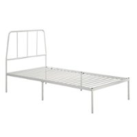 Sauder - Harvey Park Twin Metal Platrorm Bed w/ Headboard - White - Front_Zoom