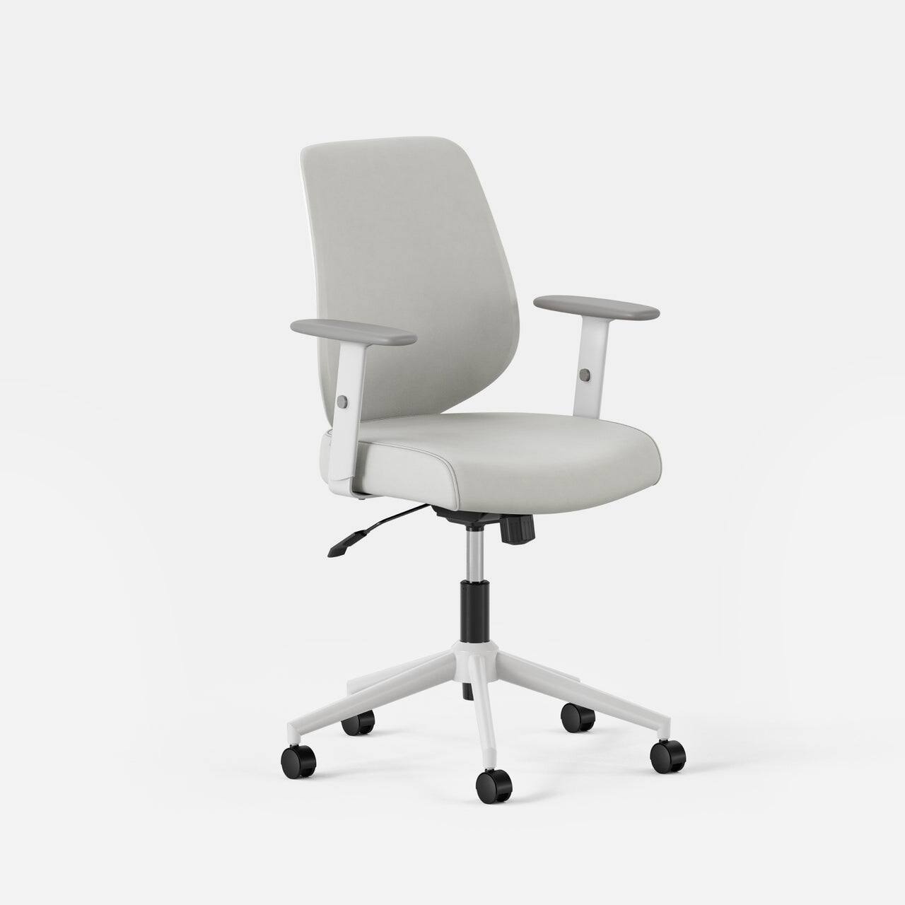 Angle. Branch Furniture - Daily Chair – Office Chair with Swivel, Lumbar Support, Adjustable Arms, Sustainable & Comfortable Seating - Limestone Vegan Leather.