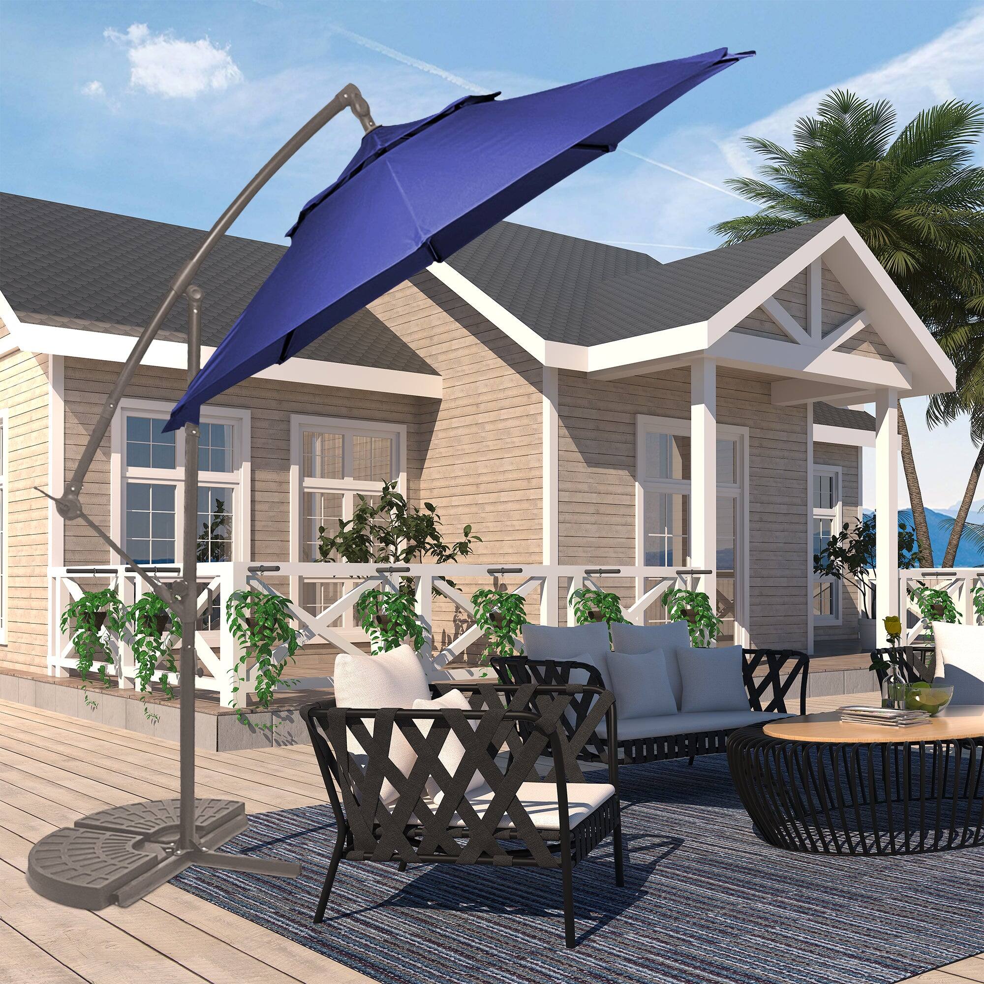 Alt View 3. Boyel Living - 10 FT Outdoor Cantilever Patio Umbrella Waterproof UV Resistant with Solar LED - Navy.