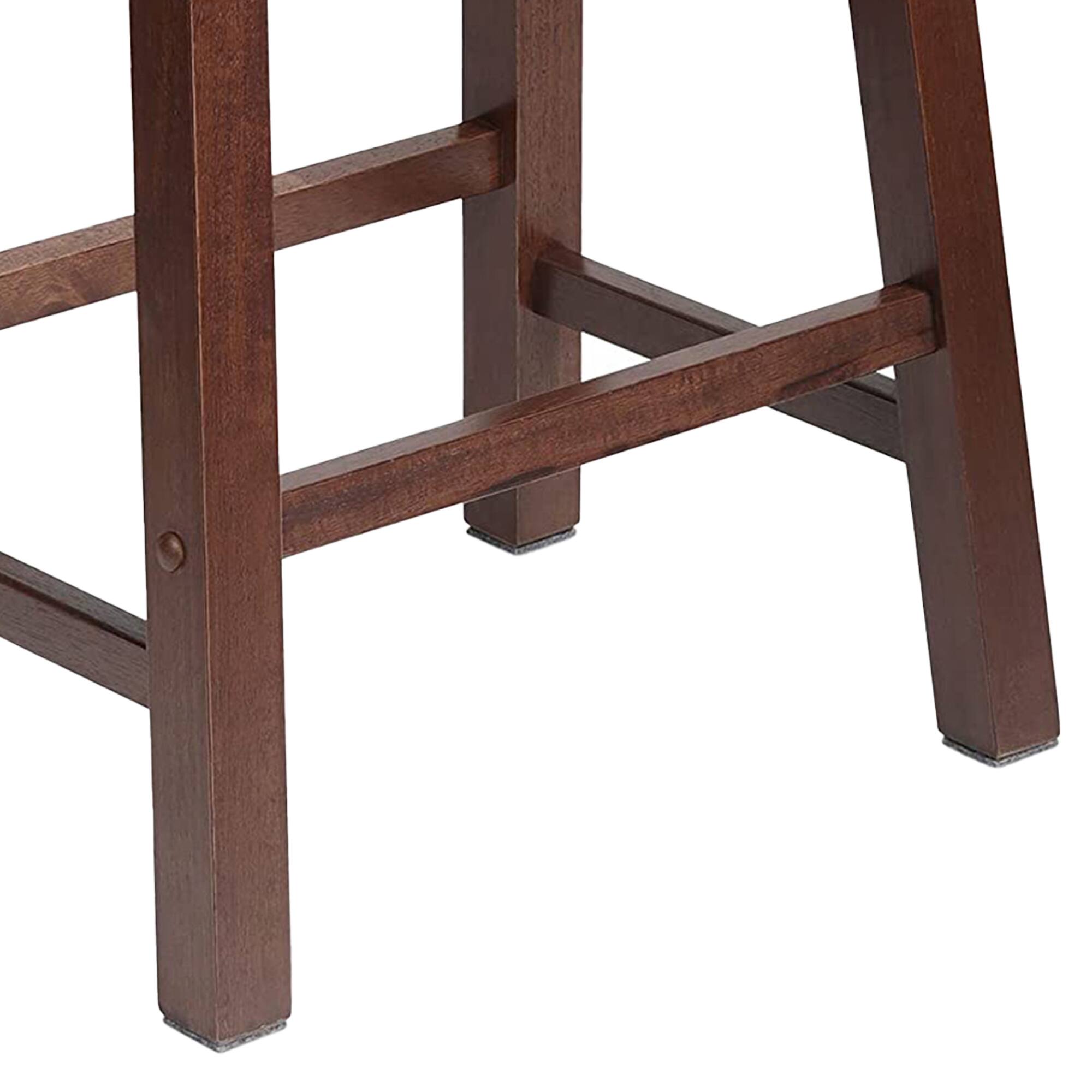 Alt View 3. PJ Wood - PJ Wood Classic Saddle Seat 24 Inch Kitchen Bar Counter Stool, Walnut (2 Pack) - Walnut.