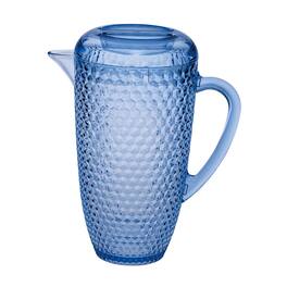 APRILSOUL - Quarts Water Pitcher with Lid Diamond Cut Unbreakable Plastic BPA Free Juice Pitcher - Blue