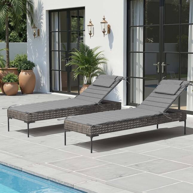 Angle. Crestlive Products - Crestlive Products 2pc 72in Outdoor Foldable Water Resistant Chaise Lounge Chair Cushion with Ties Patio cushion - Light gray.