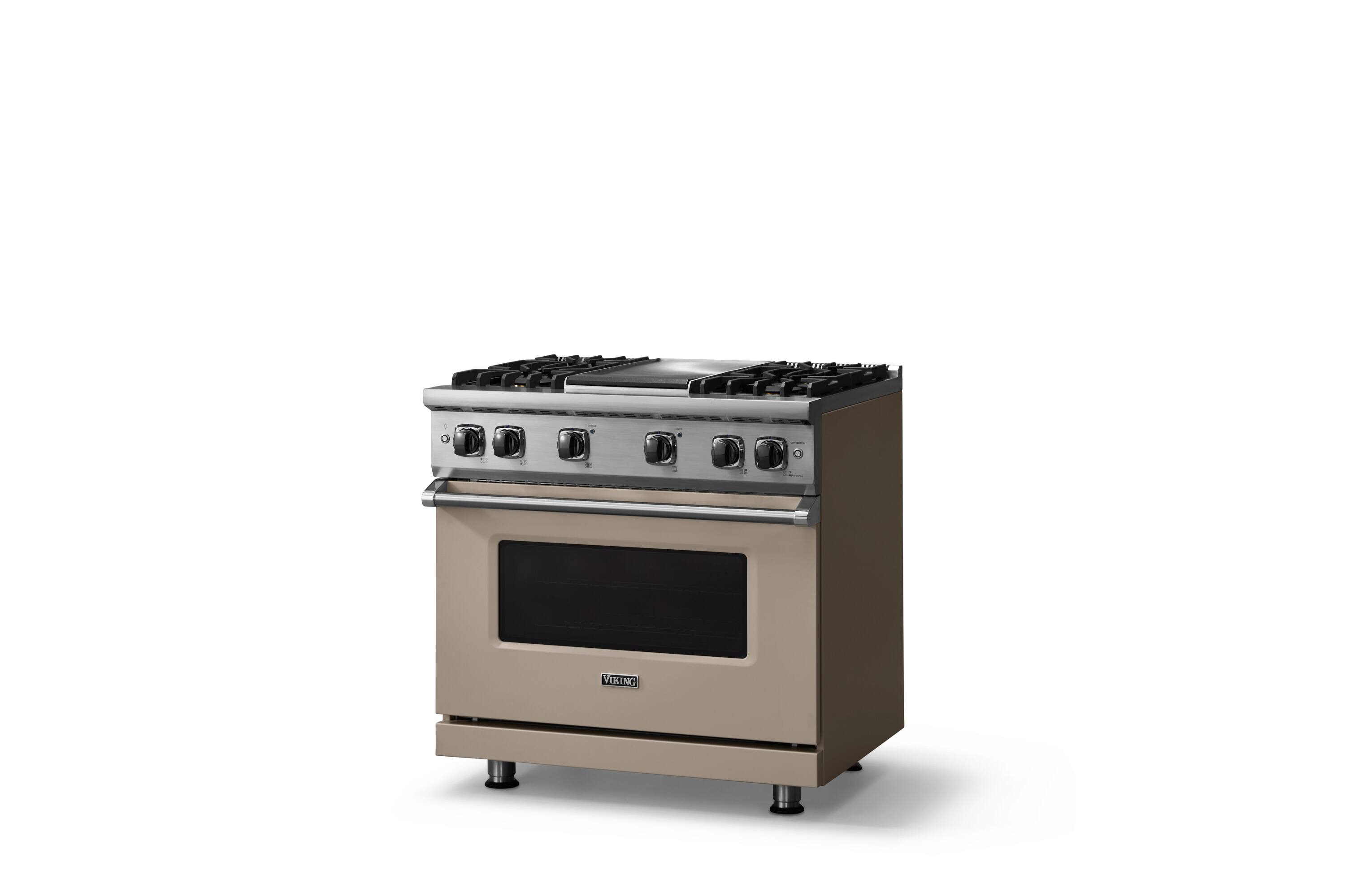 Angle. Viking - 5.1 Cu. Ft. 36"W Freestanding LP Gas Sealed 4 Burner Range with Griddle - Nantucket.