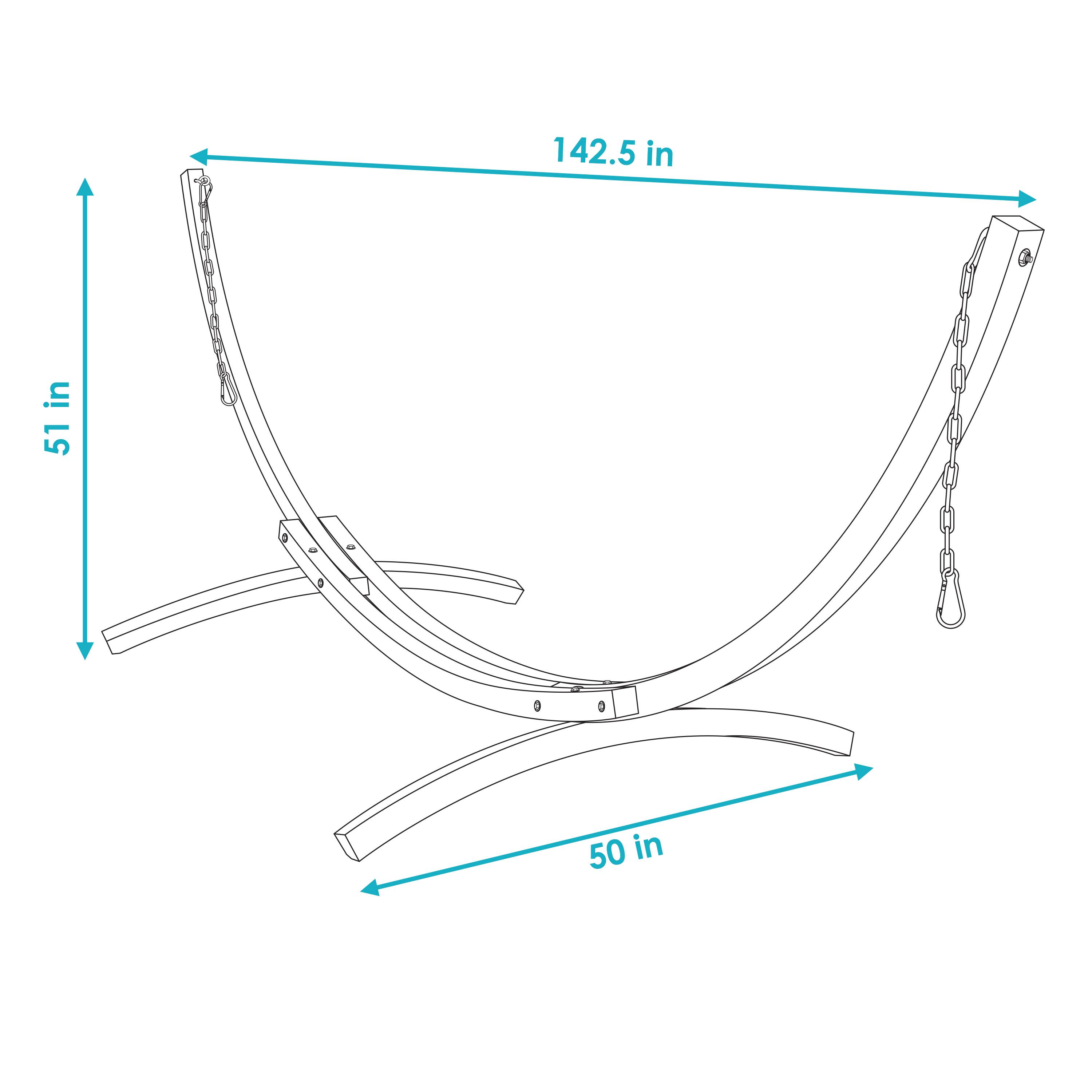 Alt View 3. Sunnydaze - Curved Wooden Arc Hammock Stand with Hooks and Chains - 12 ft - Brown.