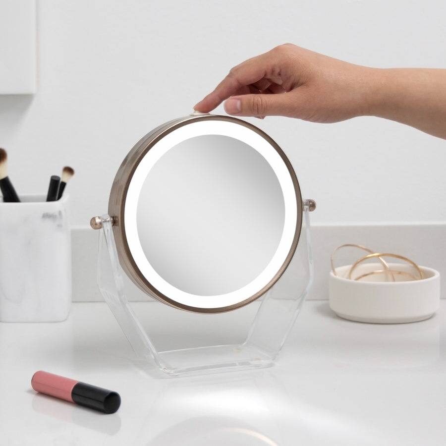 Alt View 2. Zadro - LED Lighted Makeup Mirror with 8X/1X Magnifications - Rose Gold.