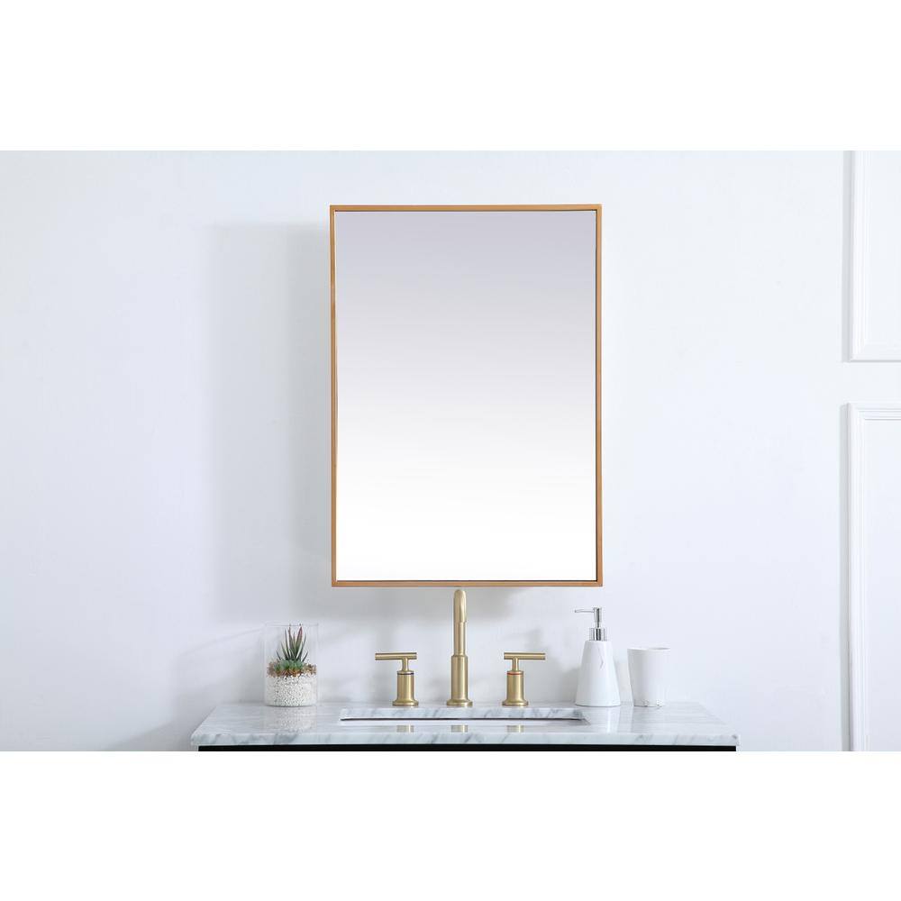 Front. Elegant Decor - Metal mirror medicine cabinet 20 inch x 28 inch in Brass - Brass.