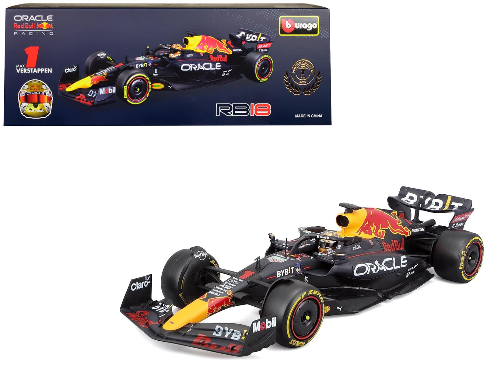 Bburago Red Bull Racing RB18 #1 Max Verstappen Oracle 2022 F1 Abu