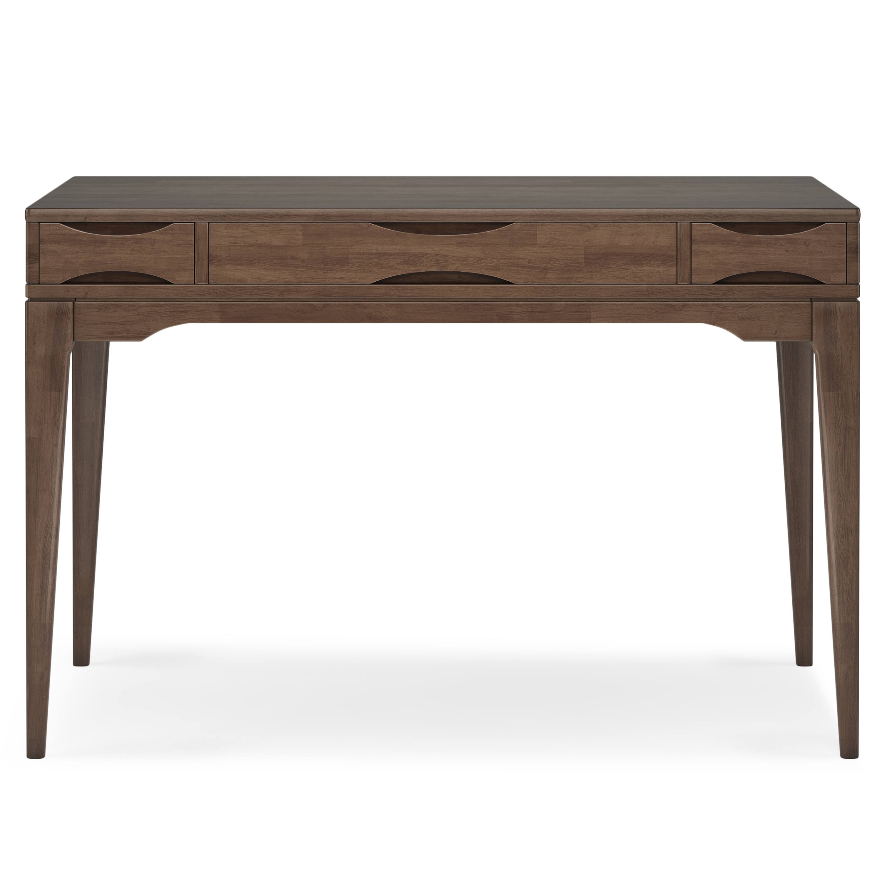 Left. Simpli Home - Harper 48 inch Wide Solid Hardwood Mid-Century Modern Small Desk in Walnut Brown - Walnut Brown.