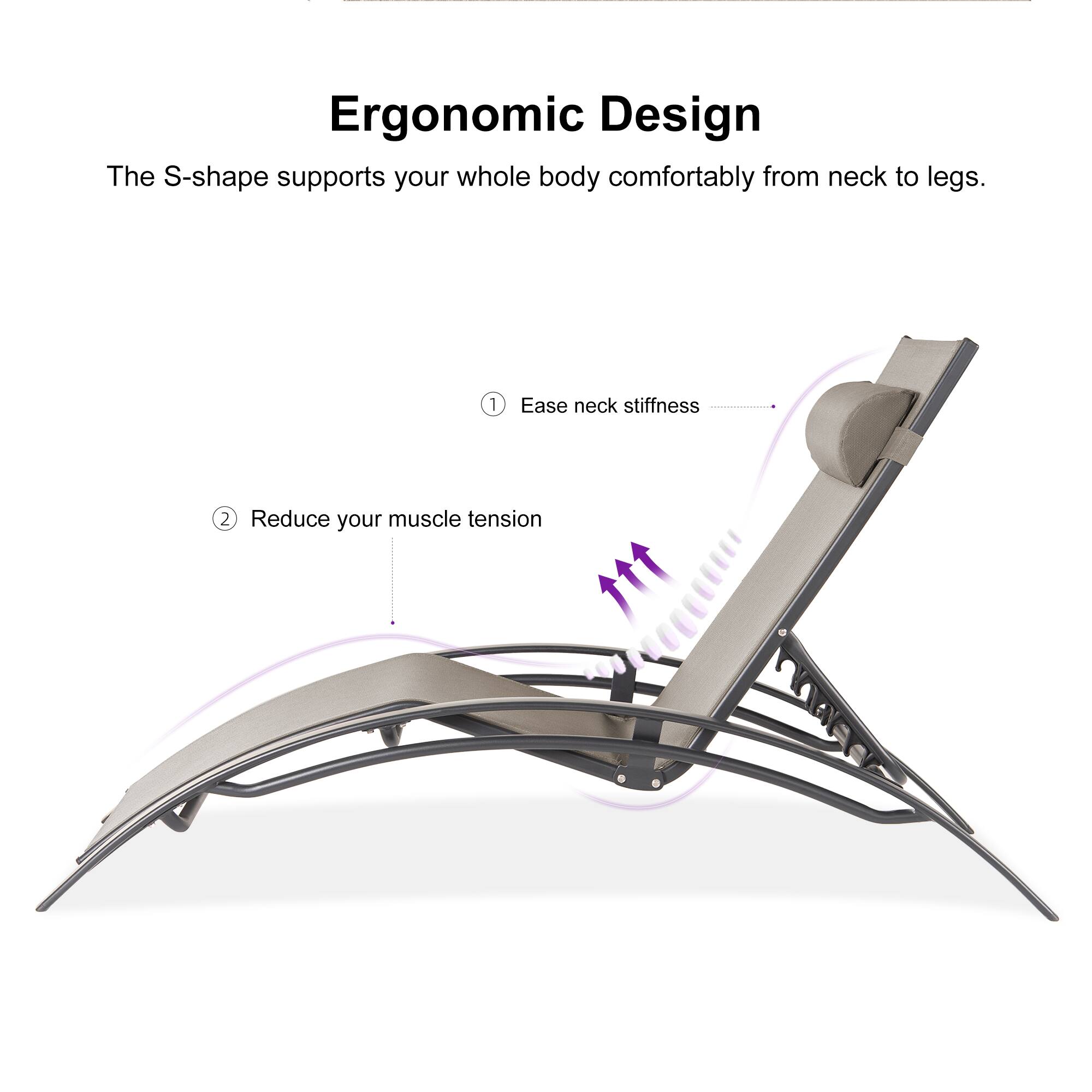 Ergonomic Design

The S-shape supports your whole body comfortably from neck to legs.

1. Ease neck stiffness

2. Reduce your muscle tension