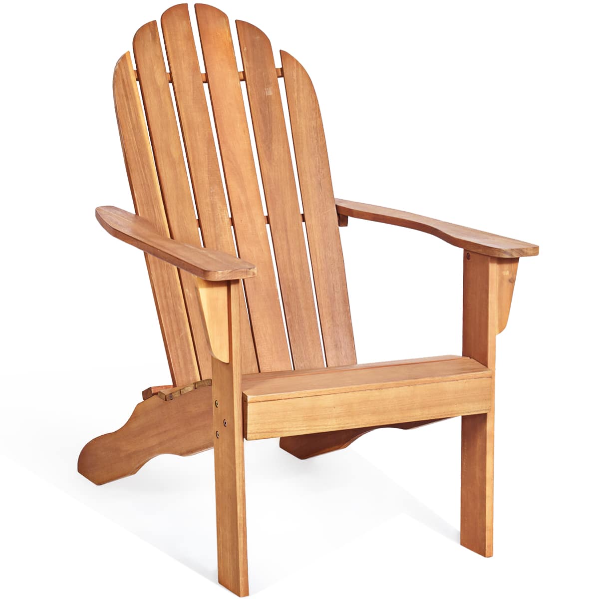 Costway - Outdoor Adirondack Chair Accent Chair Solid Wood sturdy Patio Garden Furniture - Natural