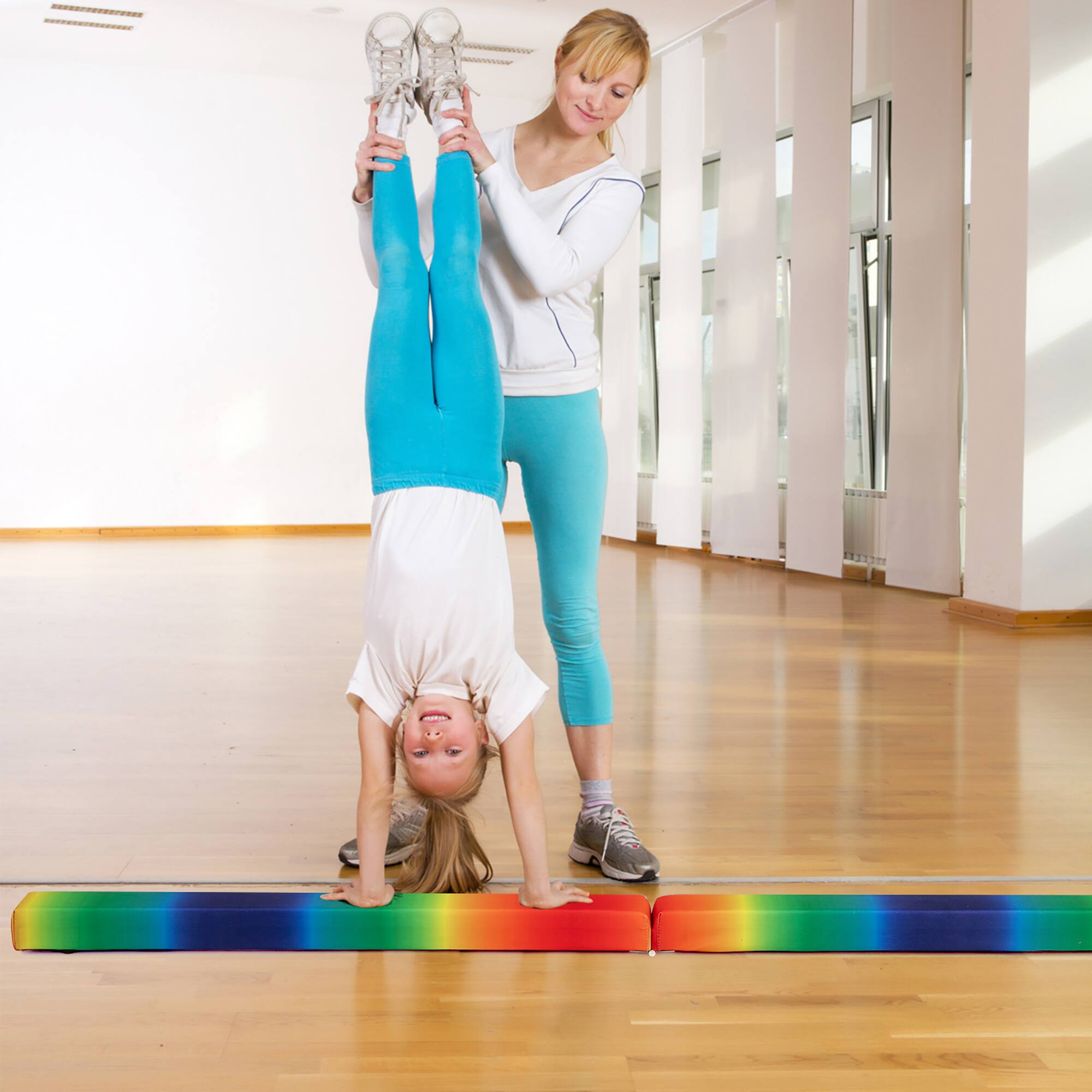 Alt View 1. Gymax - Gymax 7FT Folding Gymnastic Beam Portable Floor Balance Beam w/Handles for Gymnasts - Rainbow.