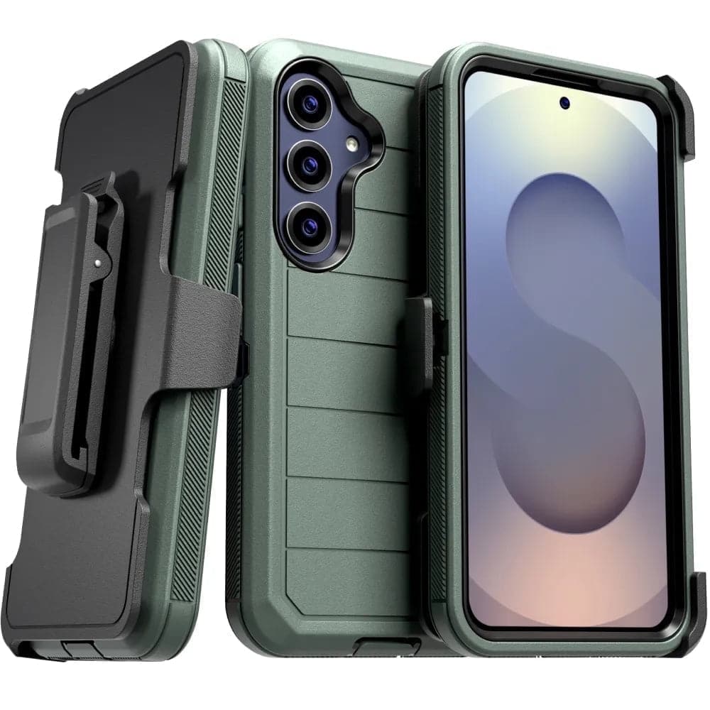 RomeTech - Defender Case for Samsung Galaxy S25 Plus with Belt Clip, Kickstand, Dual-Layer, Army Green/Black - Army Green / Black
