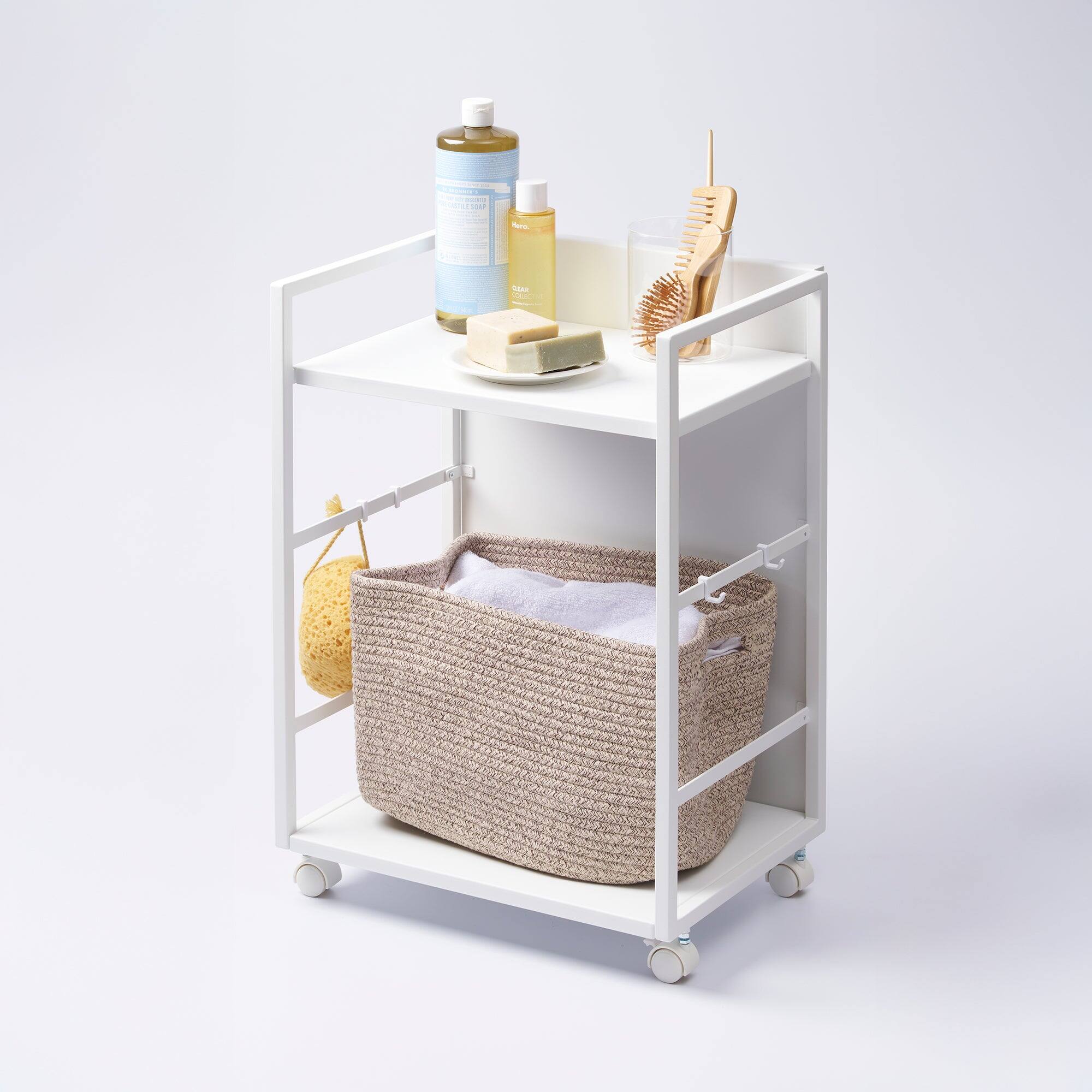 Angle. Yamazaki Home - Two-Tier Hideaway Storage Cart (24" H)  - Steel - Wit.