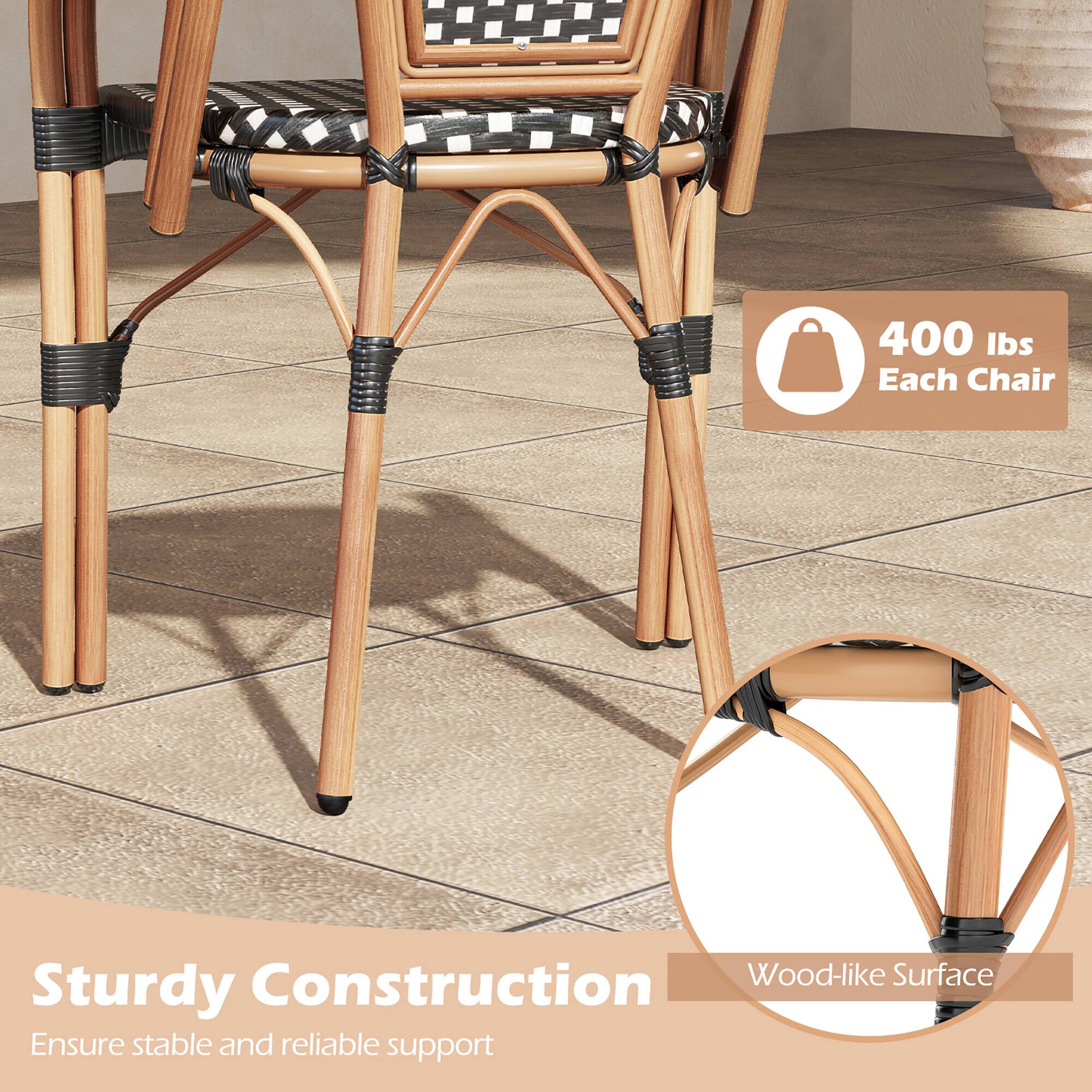 400 lbs Each Chair

Sturdy Construction
Ensure stable and reliable support

Wood-like Surface