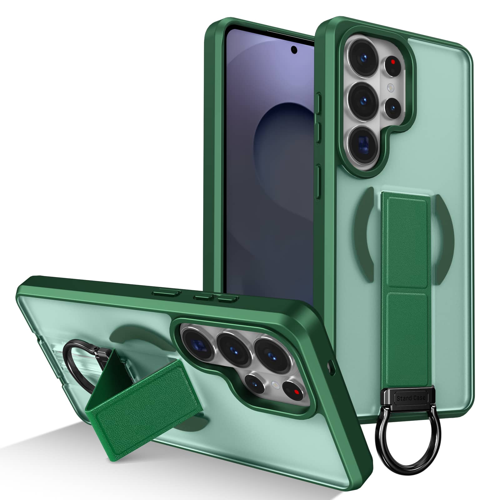 Dteck - Magnetic Case for Samsung Galaxy S26 Ultra,Shockproof Cover with Grip Ring,Support Wireless Charging Matte Stand Case - Green