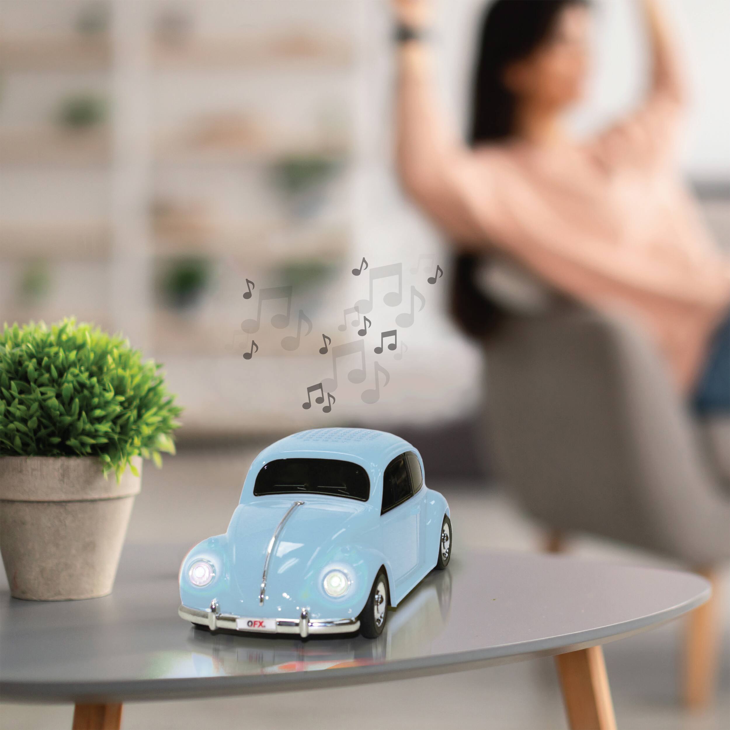 Alt View 18. QFX - Retro Car Portable Bluetooth Speaker with Bass Radiator and LED Lights - Blue.