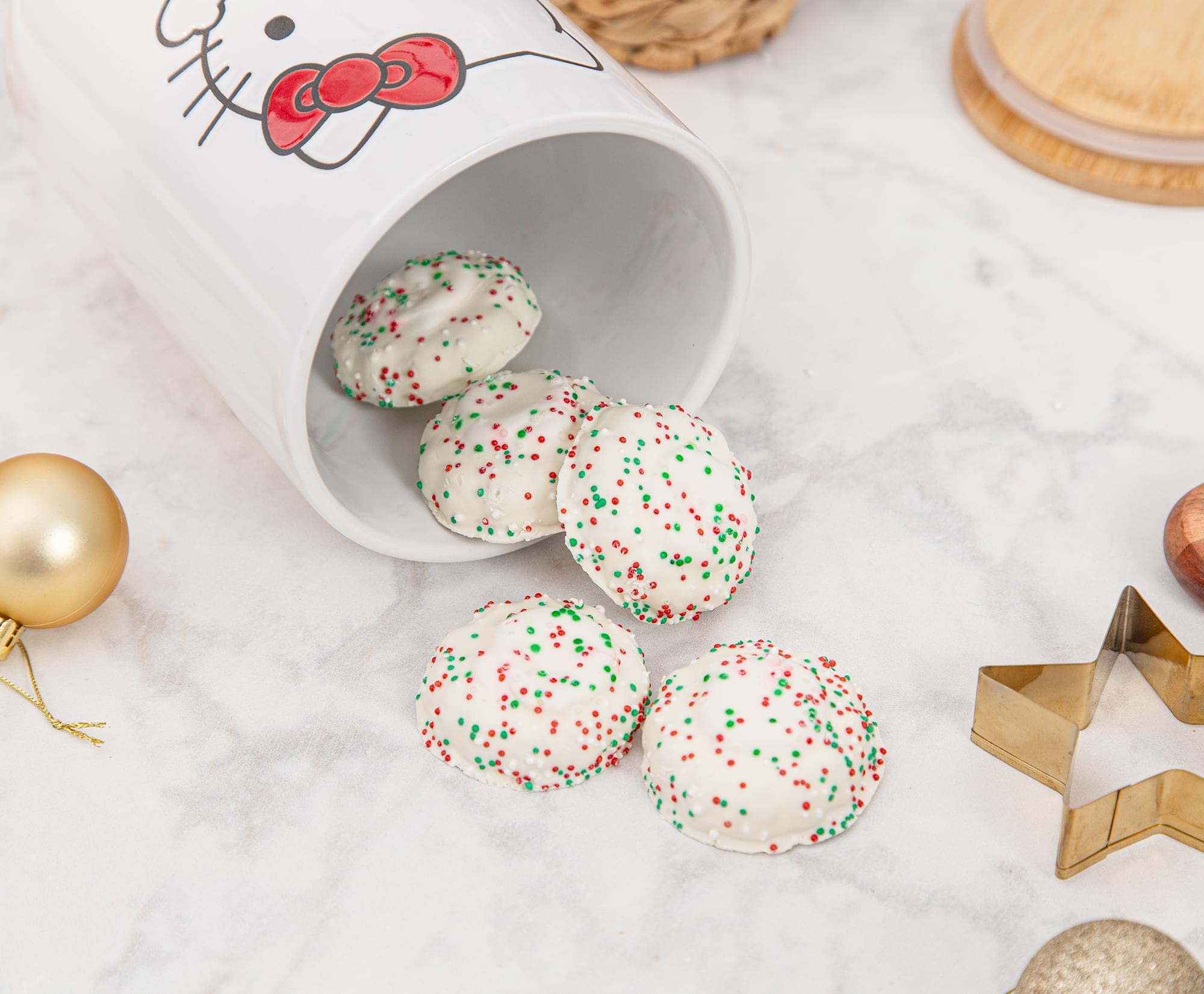 Alt View 3. Silver Buffalo - Sanrio Hello Kitty Holiday 7-Inch Ceramic Snack Jar - White.