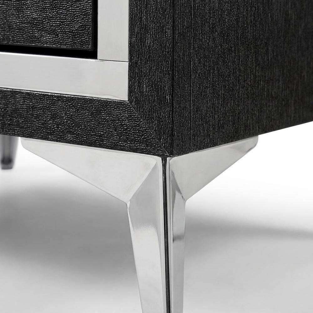 Alt View 1. FurniFact - Black Bedroom Nightstand with Sleek Design and Ample Storage - Black.