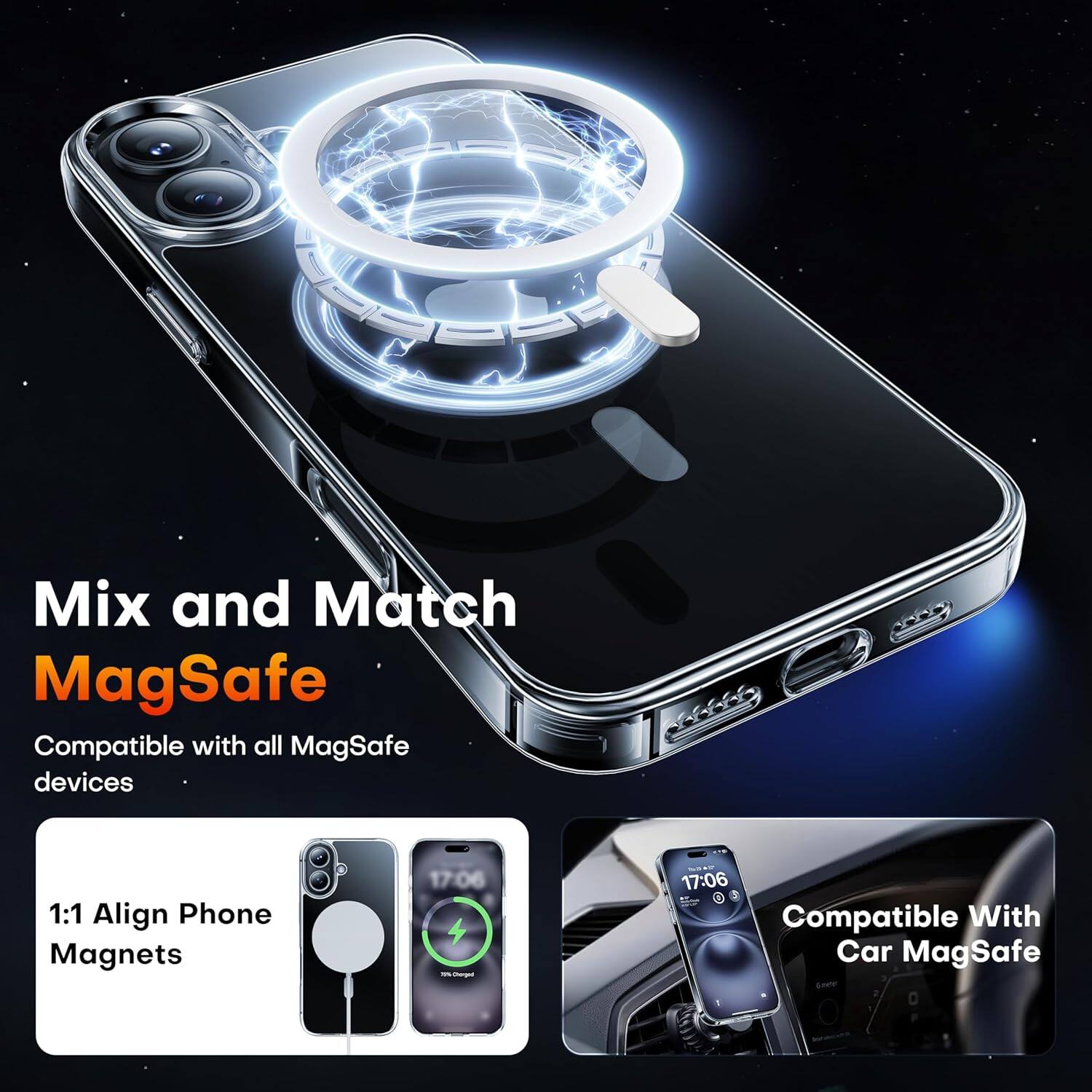 Mix and Match MagSafe, Compatible with all MagSafe devices, 1:1 Align Phone Magnets, Compatible With Car MagSafe