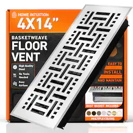 Home Intuition - 4X14 Floor Vent Covers with Mesh Cover Trap, Heat and Air, for HVAC Duct, Basketweave - White