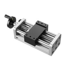 Front. VEVOR - Linear Stage Actuator, 100 mm Effective Stroke, Ball Screw CNC Linear Motion Guide Rail, Double Optical Axis - Silver.