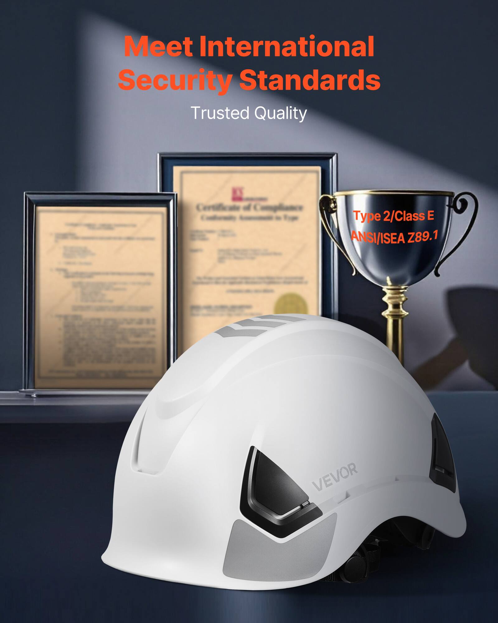 ansi approved bike helmet VEVOR Construction Safety Helmet, ANSI/ISEA Z89.1 Approved ABS Safety Hard  Hat with 6 Point Ratchet Suspension One size fits all White W-3000-C