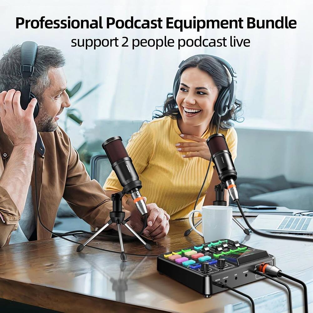 Professional Podcast Equipment Bundle  
support 2 people podcast live